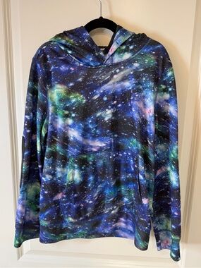 LANDS END Galaxy Print Pullover Hoodie Sweatshirt - Husky Fit